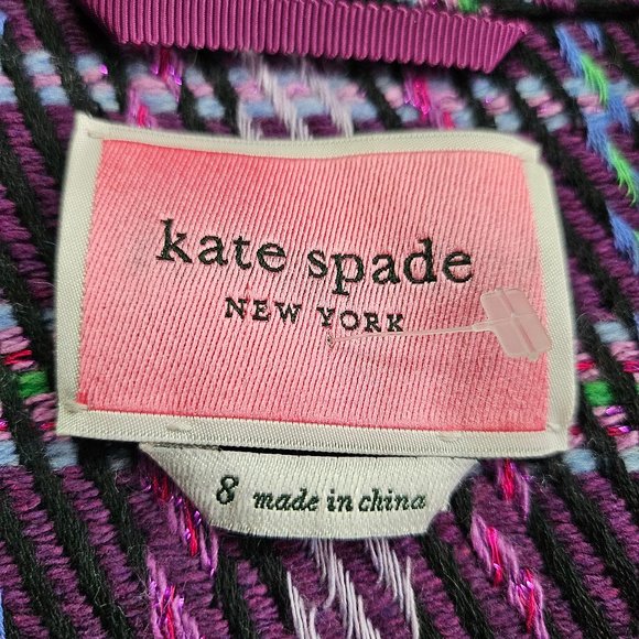Kate Spade New York Women's Purple Plaid Tweed Blazer Jacket Size 8 - Picture 7 of 8